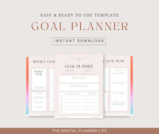 Goal Planner | Goals Tracker | Monthly Goal Planner | Weekly Goal Planner | Monthly Habits Reflections | Productivity | Vision Board Printable
